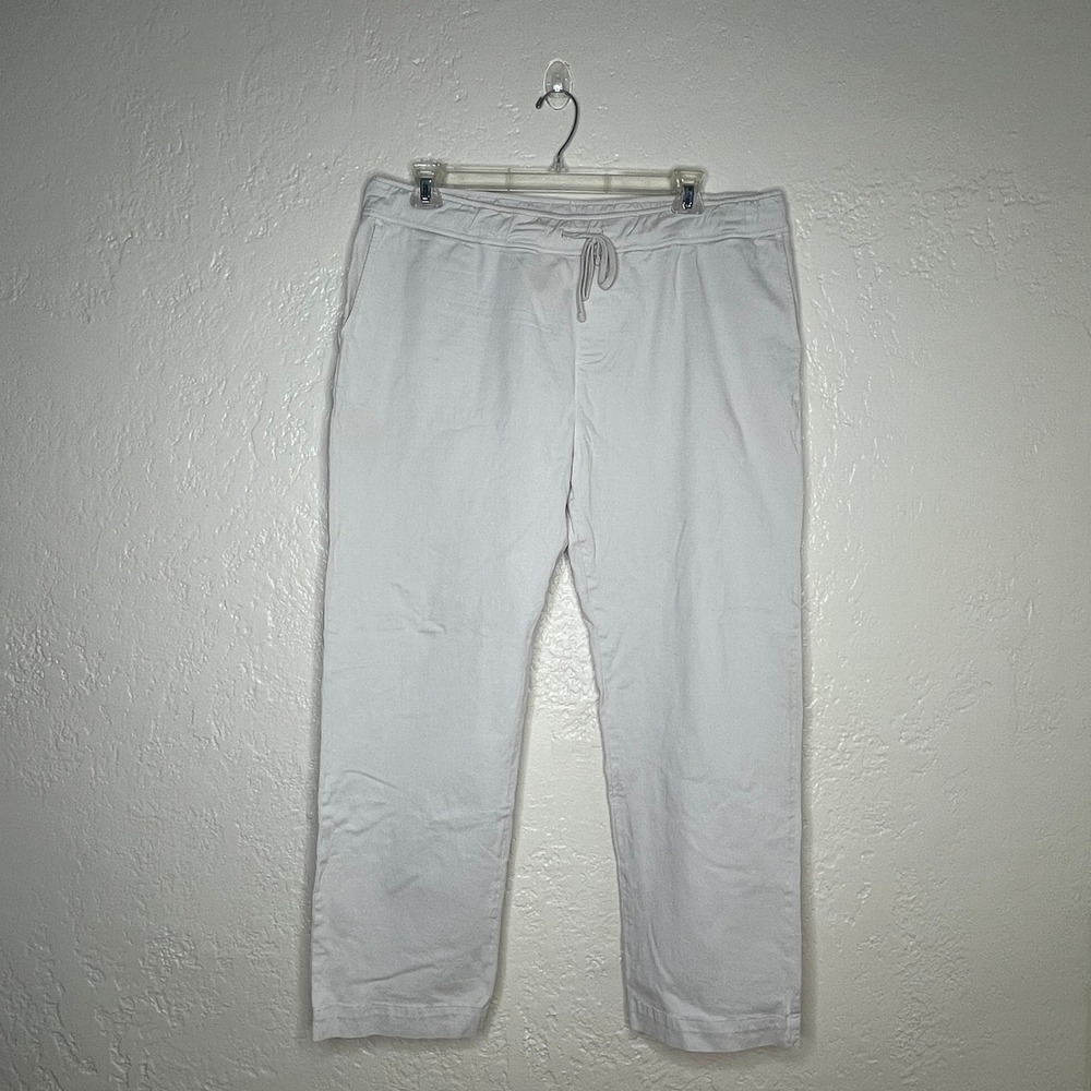 American Giant Womens XXL White Cotton Blend Drawstring Straight Leg Pants USA
